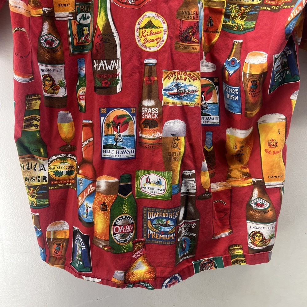 Hilo Hattie's Hawaiian Original Med Vintage Beer Label Aloha Camp-Collar Shirt - Picture 11 of 13